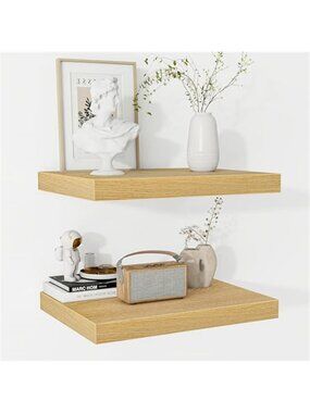 New Fun Memories Floating Shelves - 2 Pack 12 Inch Rustic Wooden Wall Shelves